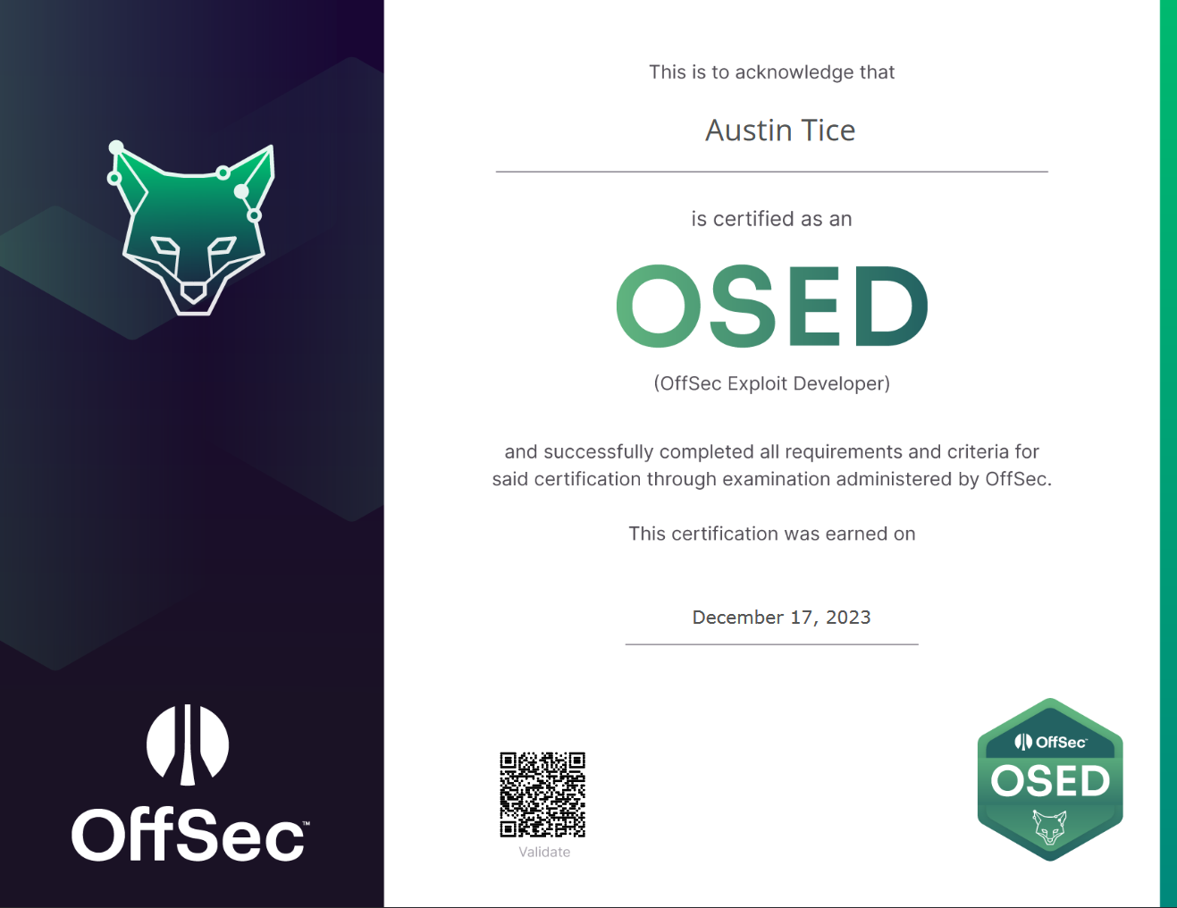 OSED Cert